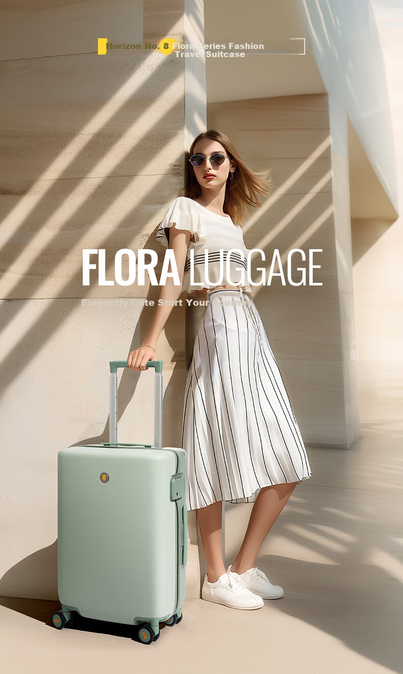 LEVEL8 Luggage, 20-Inch Carry-On Suitcase, Unisex TSA Password Lock, Spinner Wheels, Flora Series, Cardamom Gree 1