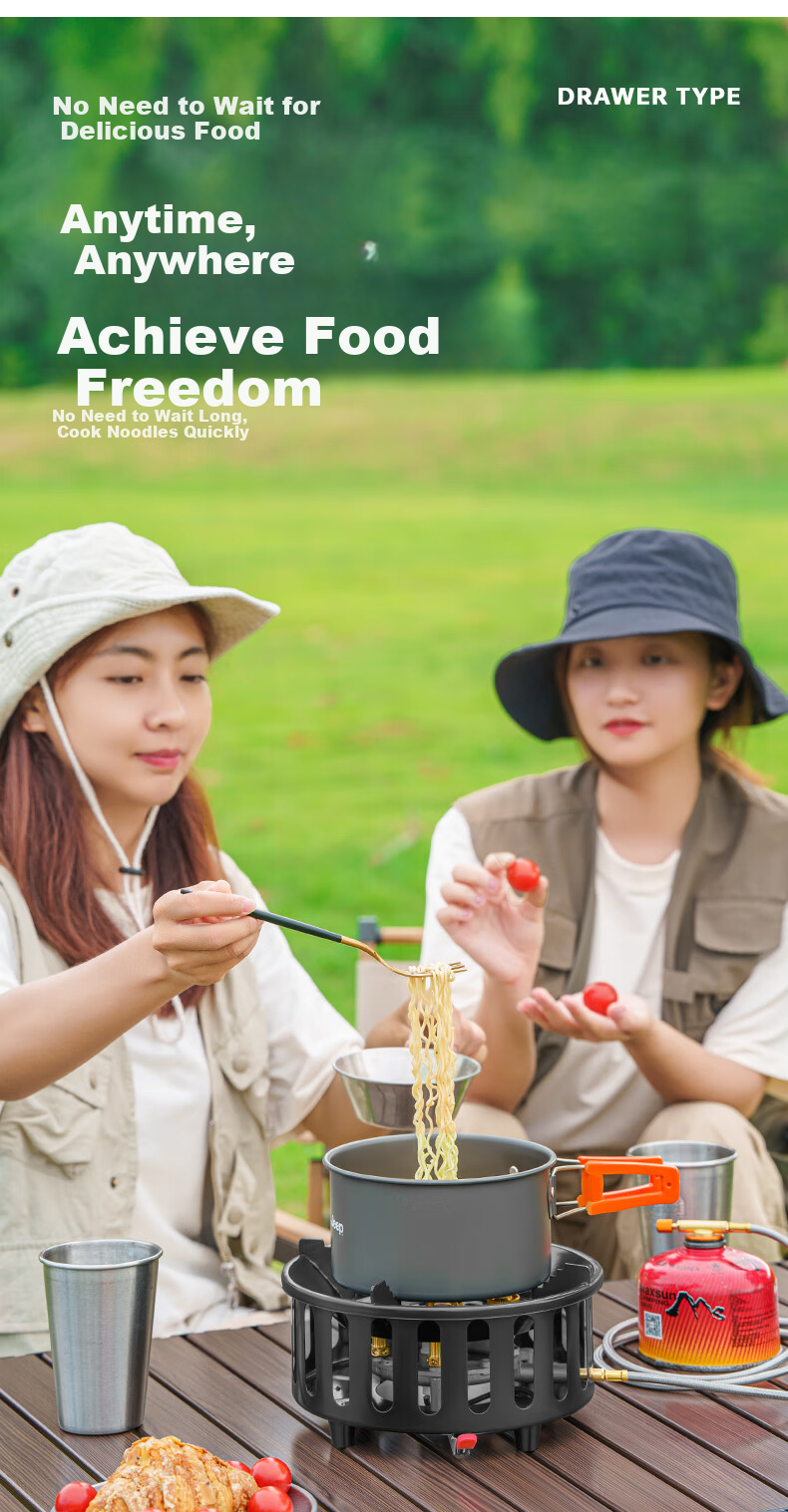 Jauto Cassette Stove Outdoor Gas Stove Portable Camping Gas Cylinder Magnetic Stove Hot Pot Camping Set 3