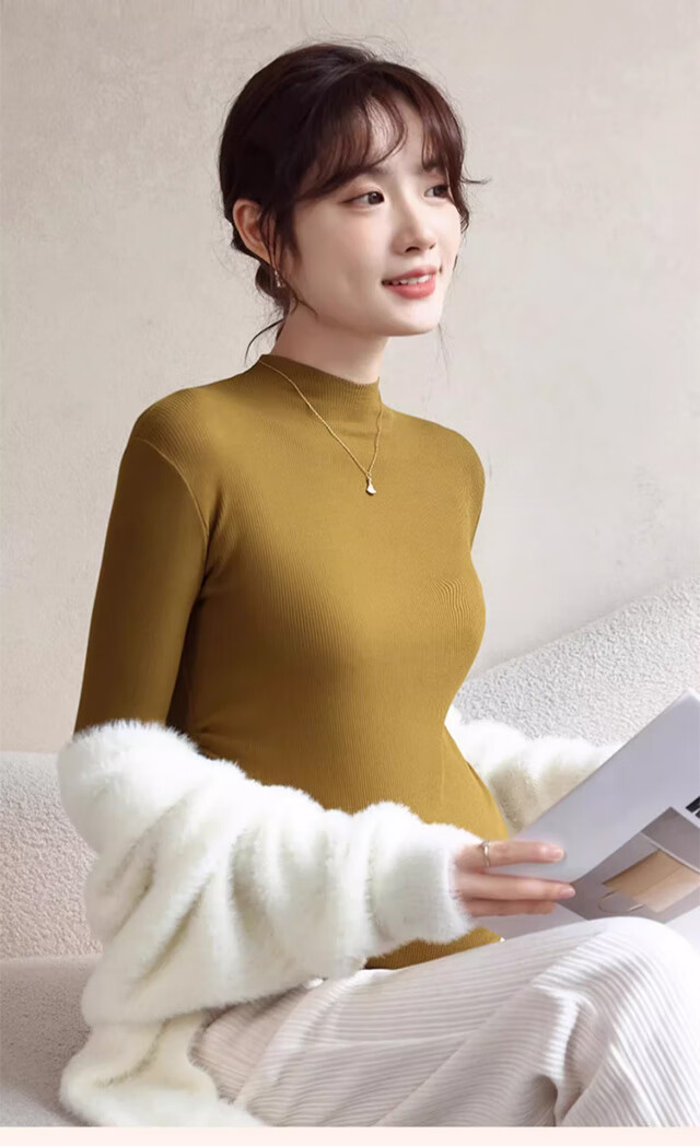 Xueqiman Maternity Base Shirt Women's Spring Half Turtleneck Antibacterial Casual Comfortable Long Sleeve Pregnancy Top 19