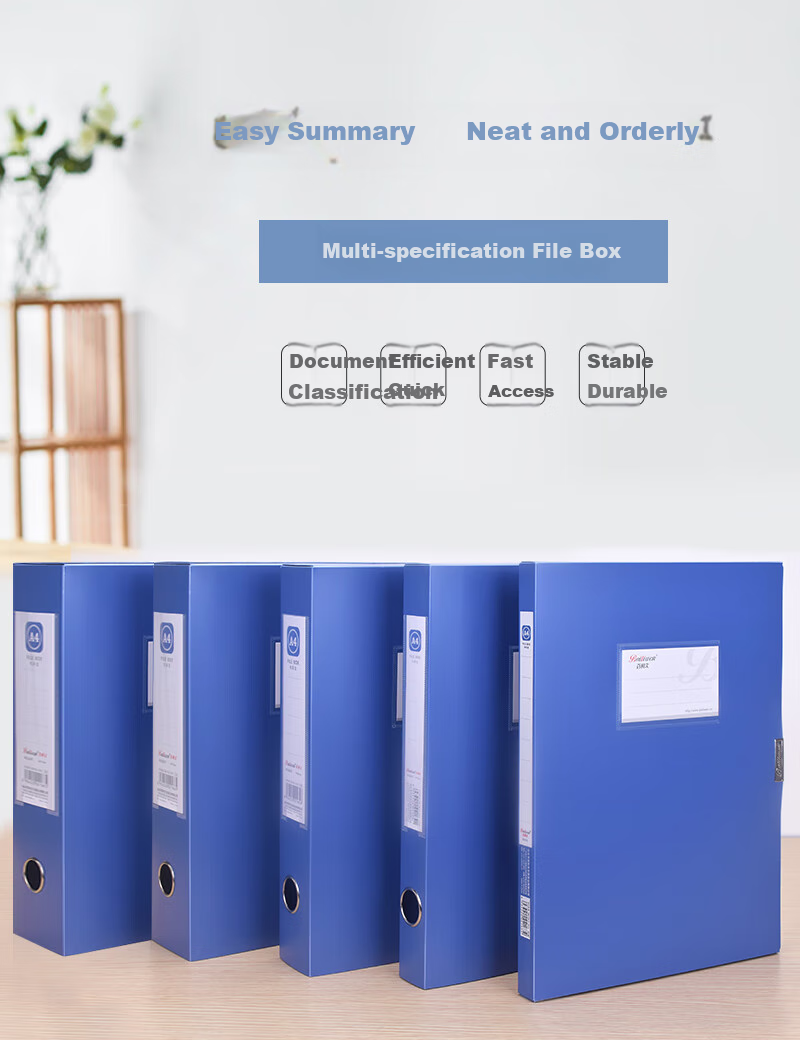 Bailiwen B24335 Blue Folding File Box, Pack of 10, 35mm Manual Self-Assembling Document Storage Box, Financial Voucher Storage Box, File Box, Document Contract Storage Box 1