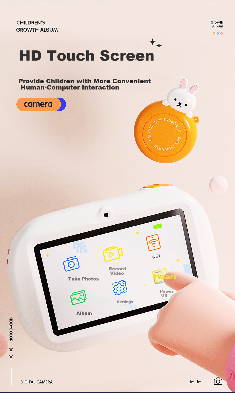 KIDDYCOLOR Children's Cartoon Camera (Unicorn 64GB), Digital CCD Student Toy, Dual Cameras, Touchscreen, WIFI Transfer, for Girls 8