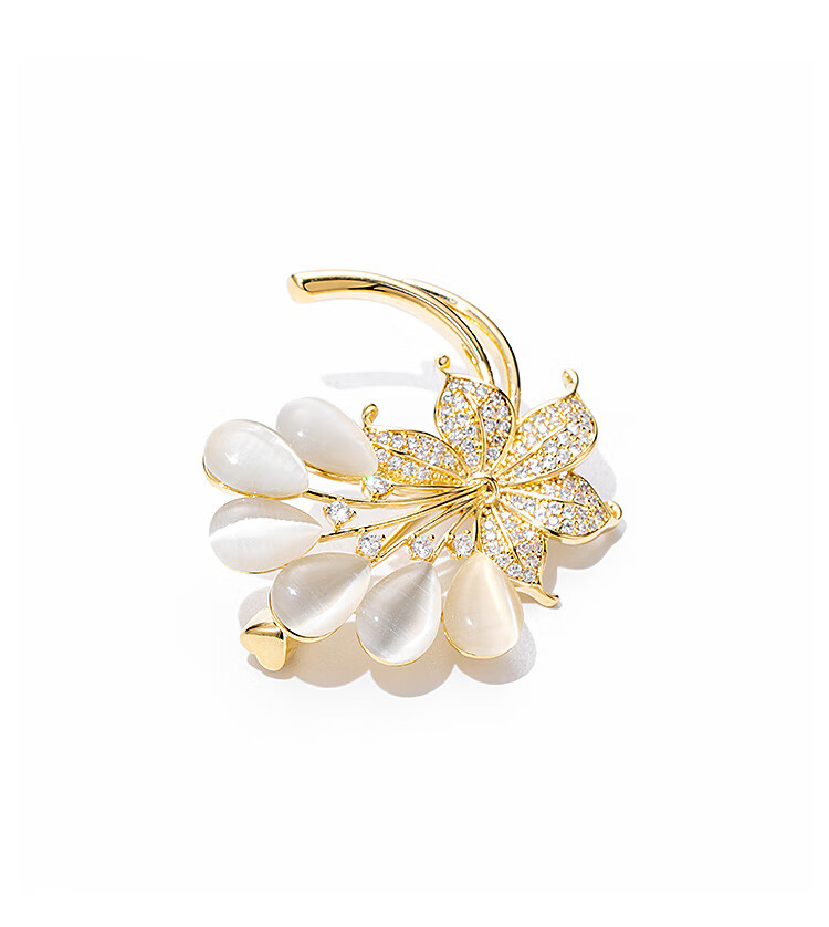 Qlady Cat Eye Flower Brooch, High-End Women's Light Luxury Elegant Pin, Scarf Buckle Accessory, Mid-Autumn Festival Birthday Gift 6