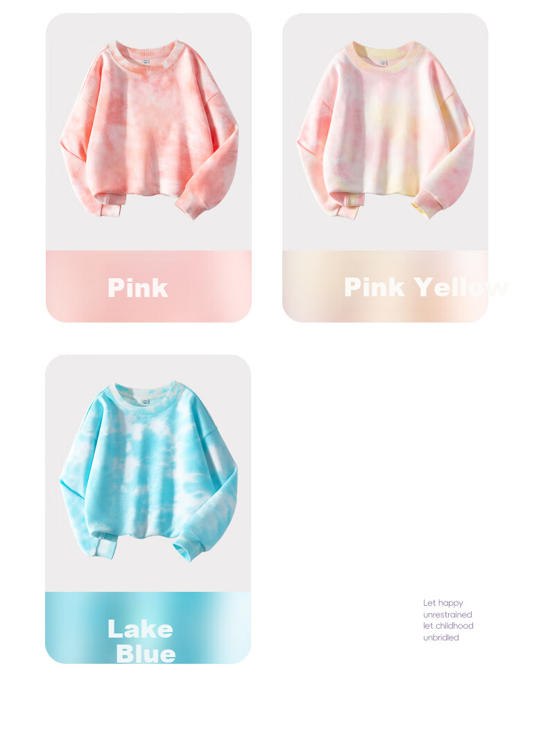 Jeanswest Girls' Sweatshirt Spring And Autumn Style 2025, Tie-Dye Top for Older Girls, Loose-Fitting Clothing for Children, Casual Base Layer 7