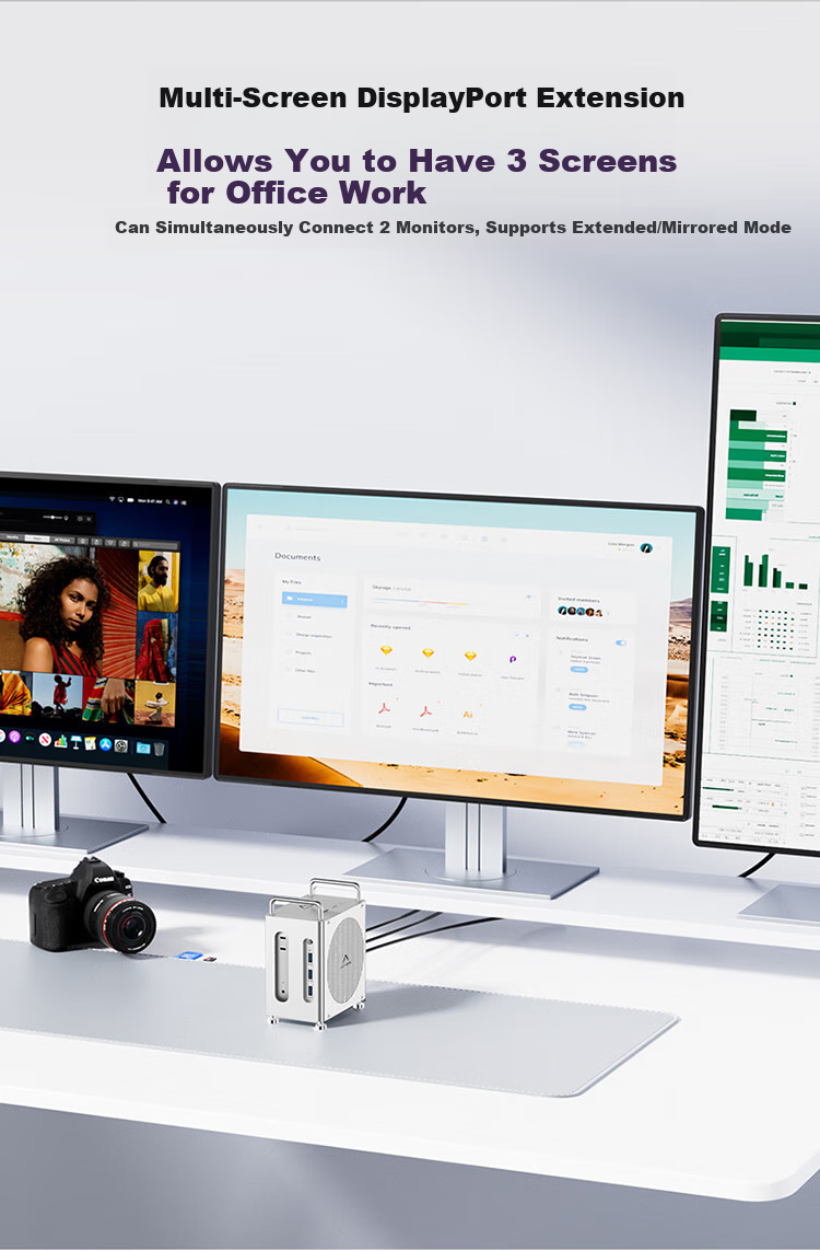 Acasis Compatible with Mac Mini M4 Expansion Dock, Hard Drive Enclosure, 40Gbps Transfer Rate, Dual DP Screen Mirroring, 16TB Capacity Expansion, Compatible with M4/M4Pro Hosts, Supports Thunderbolt 4/5 Interface, M002Pro 10