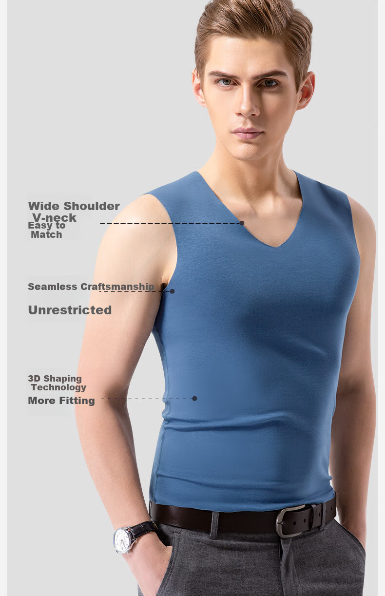 Jianyun Seamless Modal Tank Top for Men, Close-Fitting Athletic Undershirt, Thin Fitness Vest, Summer Undershirt Base Layer 12