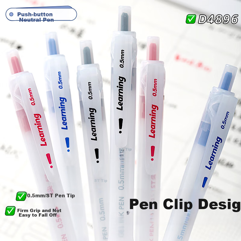 AIHAO [Back to School Essential] Retractable Gel Pen 0.5mm for Students' Exams And Practice, Business Office Black Pen Office Supplies, Black 6 Pcs D4896 7