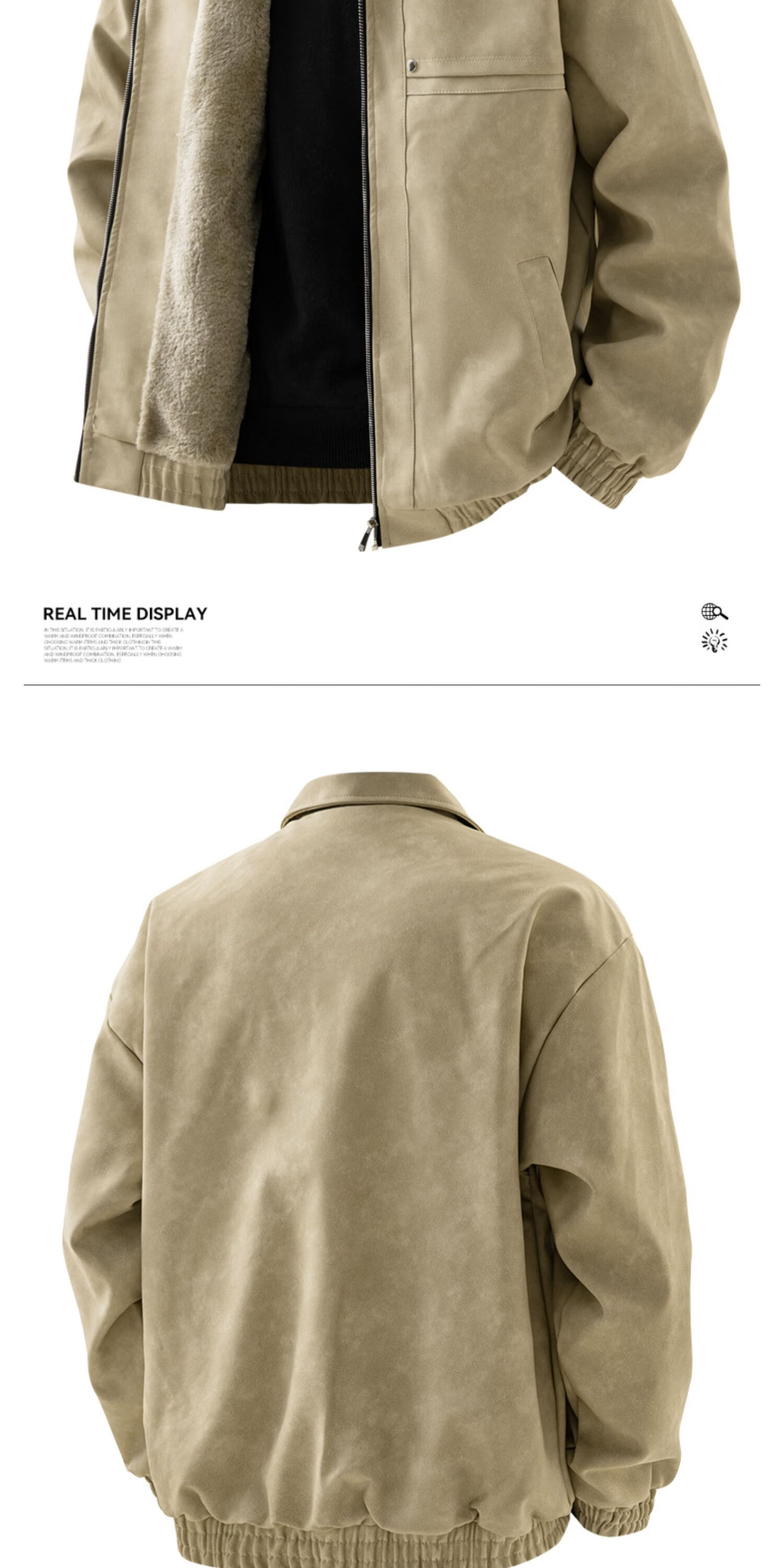 Dingfengbaoluo American Style PU Leather Jacket Men Autumn Winter Fleece Thickened Loose High-Grade Warm Leather Coat XHR72 Brown M 4