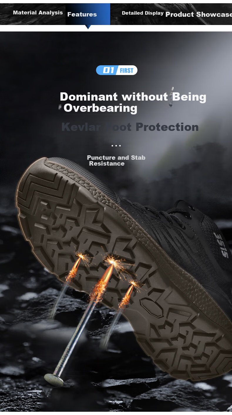 Qiangren Men's Boots, 3515 Hiking Boots, Breathable Shock-Absorbing New Style Puncture-Resistant Outdoor Sports Training Boots, JDS230G, Black, Size 38 4