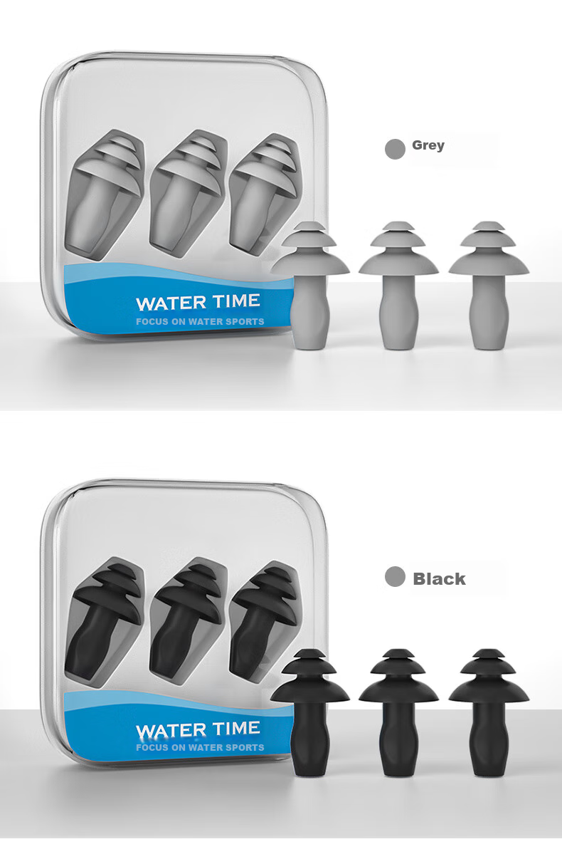 WATERTIME Swimming Waterproof Earplugs with Nose Clip, Anti-Noise And Soundproof Earplugs for Children And Adults, Navy Blue 14