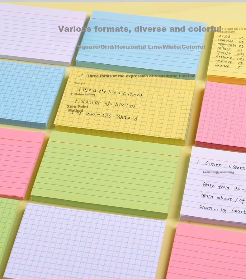 KAISA [Best-Selling Online] Four-Color Index Cards, 180 Sheets, Non-Sticky Office Cardstock, Sticky Notes, Colorful Vocabulary Cards, Memo Pads 3