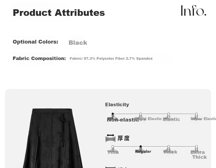 Sentubila New Chinese Style A-Line Skirt for Women, Spring And Autumn Slimming Modified Horse-Face Skirt, Black Mid-Length Skirt, Black, Size M 9