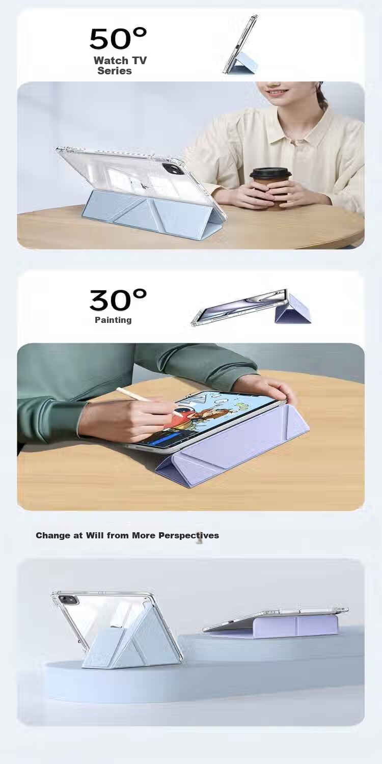 HBOALG Compatible with Huawei MatePad Pro Protective Case, 2024 Model, 12.2-Inch, 3+Y Fold Magnetic with Pencil Holder, Full Coverage, Anti-Bend, Shockproof Protective Case, White Ice Blue 9