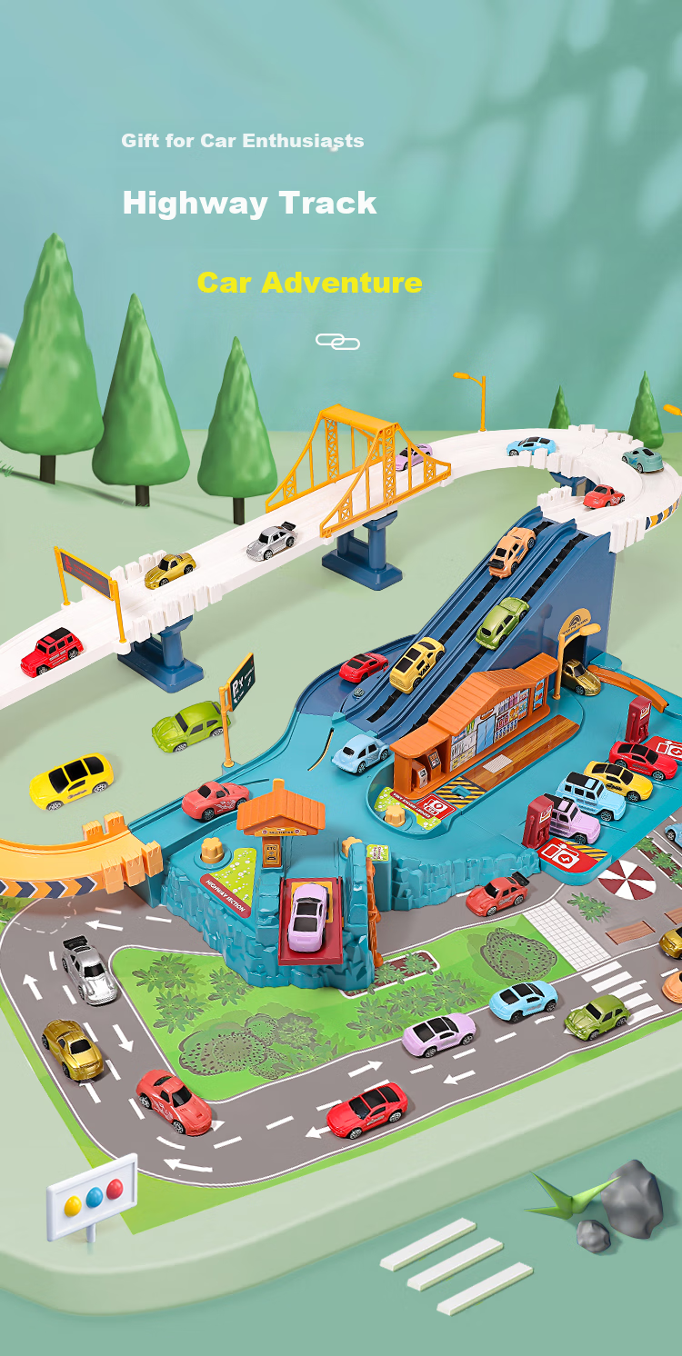 AoZhiJia Children's Toy, Track Car Set for Boys Aged 3-6, Adventure Racing Game, Parking Lot, Birthday Gift 2