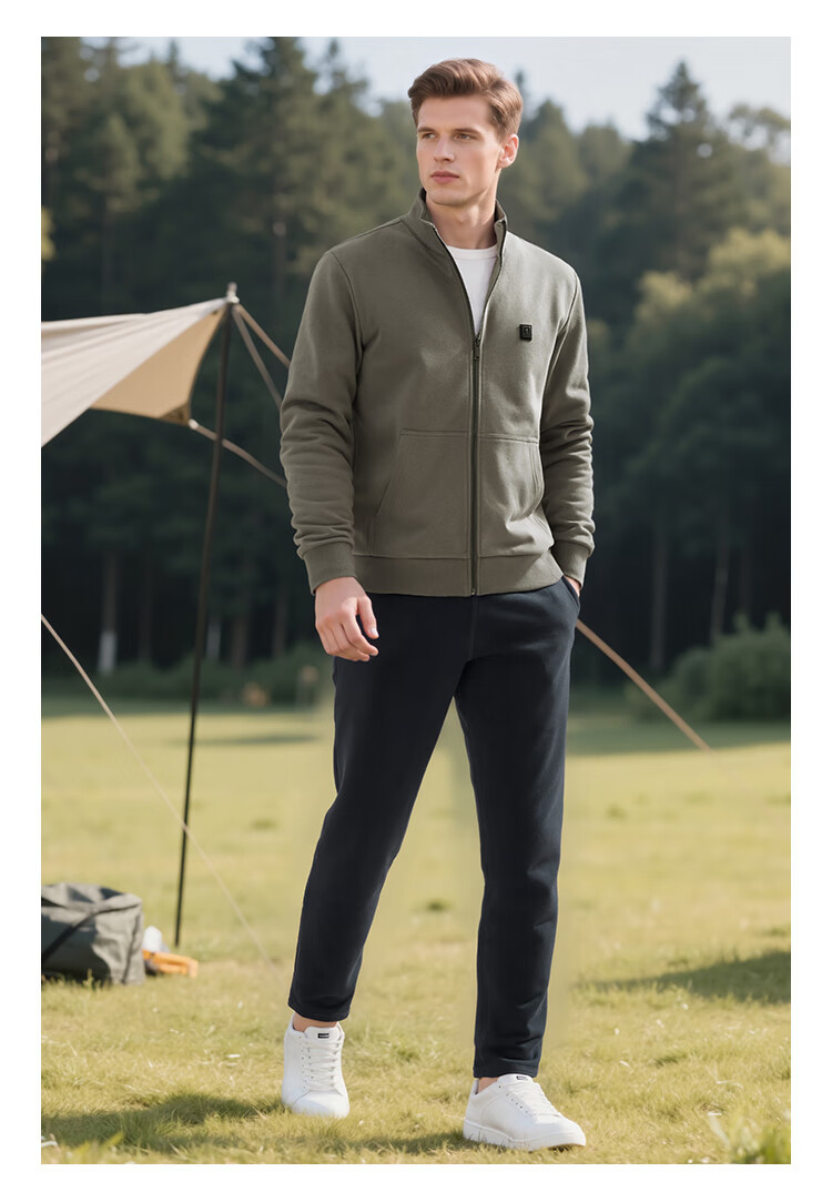 MONTAGUT Men's Spring and Autumn Casual Sports Suit Sweatshirt Jacket and Pants Running Sportswear Light Gray 2XL 10