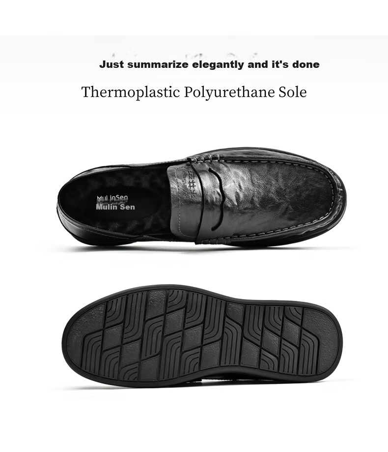 MULINSEN Men's Shoes, Business Casual Leather Shoes, Slip-On Loafers, Penny Loafers, Men's Footwear, 99832 10
