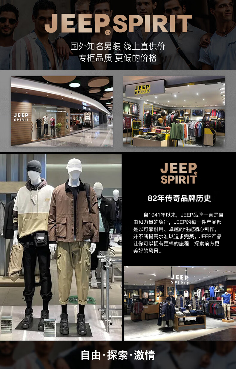 JEEP SPIRIT Sweatshirt for Men, Spring And Autumn Fashion Round Neck Long Sleeve T-Shirt, Loose Versatile Casual Pullover for Men, Black 4XL 1