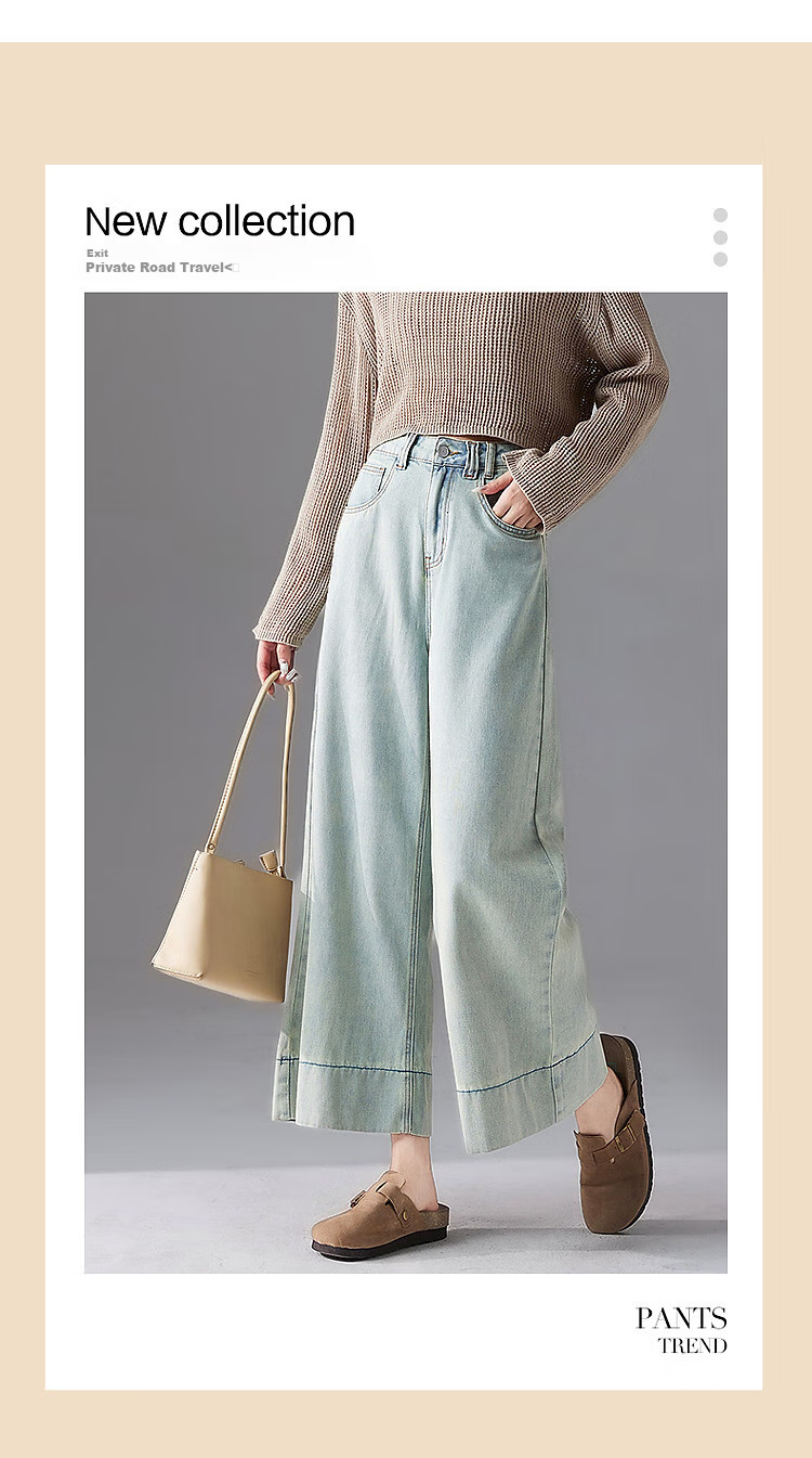 Dme [Vintage Fading Craft] Spring Cotton Soft High-Waisted Wide-Leg Relaxed Fit Women's Jeans for Spring 1