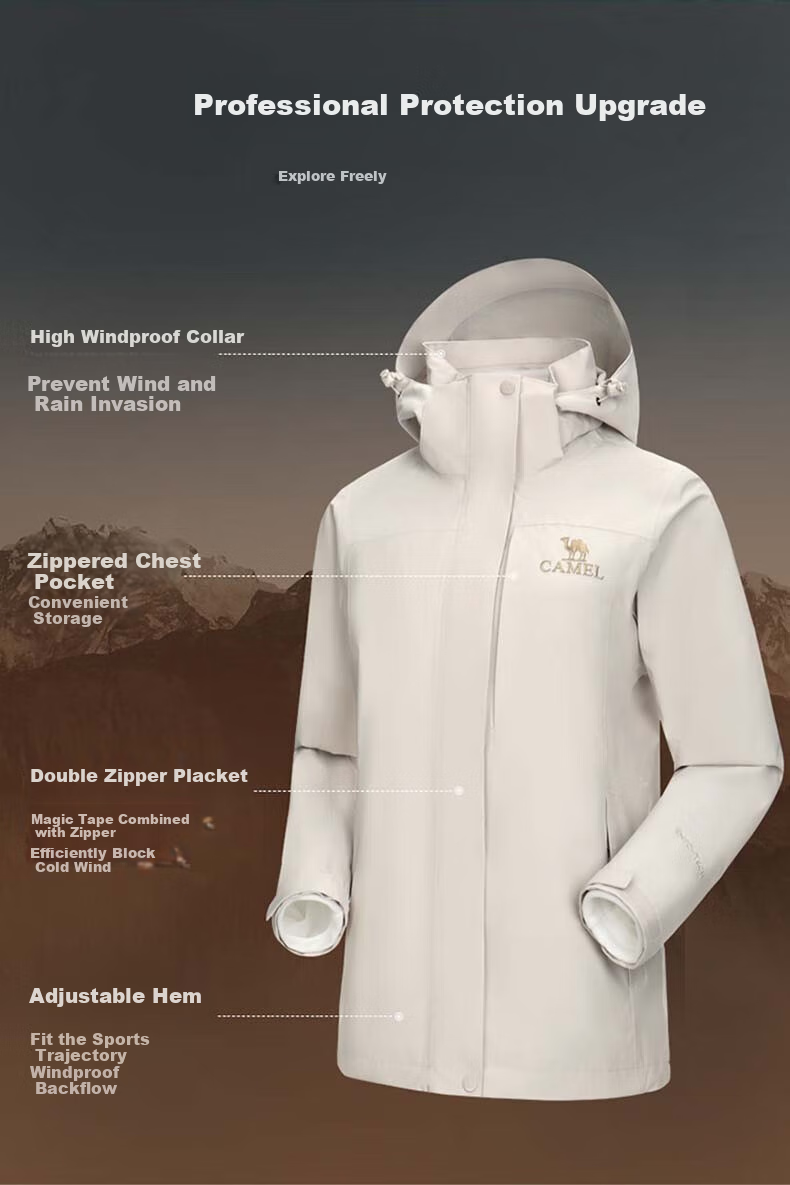 CAMEL [Triple Protection] CAMEL Women's Three-In Hiking And Tibet Travel Jacket, Men's Windproof And Waterproof Mountaineering Coat 3