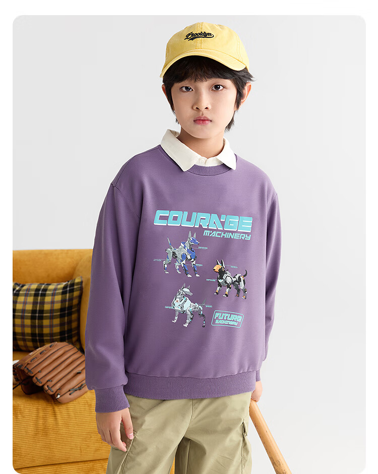 BALABALA balaOne Boys' Fleece-Lined Warm Casual Sweatshirt 2025 Winter Kids' Clothing 208425121101 6