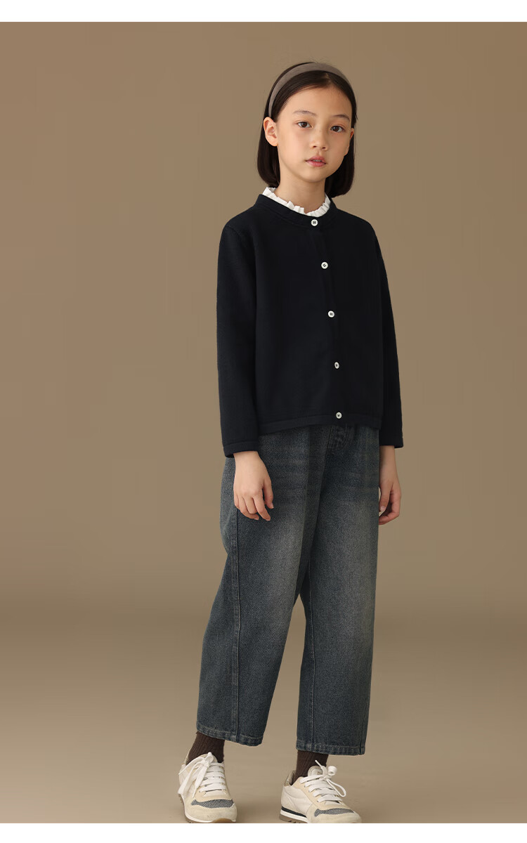 Hacikis Kids Autumn Winter Girls Coat Sweater Casual School Style Children's Knitted Cardigan Big Kids Dark Navy 110 3