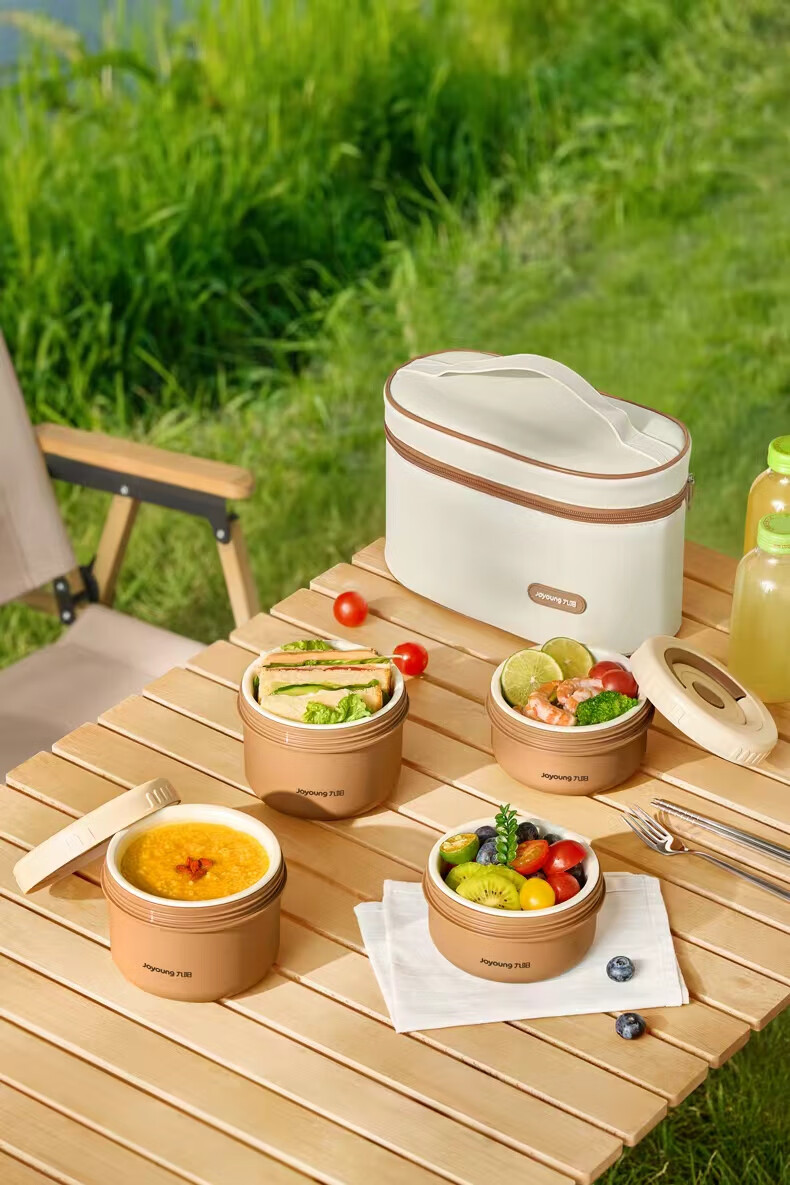 Joyoung Ceramic Lunch Box with Microwaveable Inner Container Portable Bento Box 1L for Office Workers and Students 12