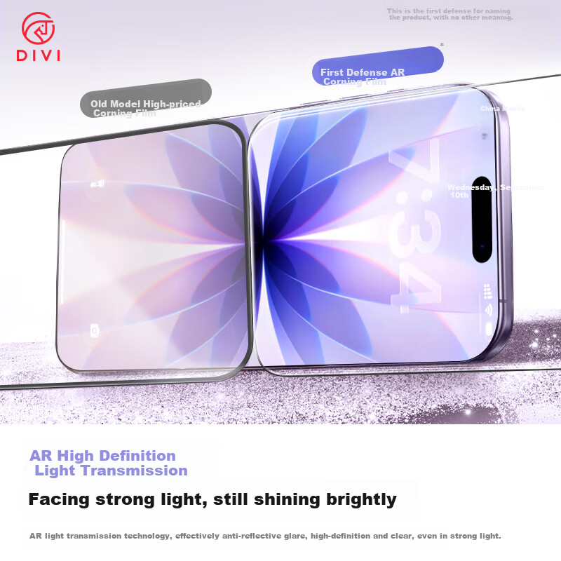 Защитное стекло DIVI AR Corning для Apple iPhone 17, ультратонкое, противоударное, антибликовое, с защитой от отпечатков пальцев, полное покрытие, 1 шт.