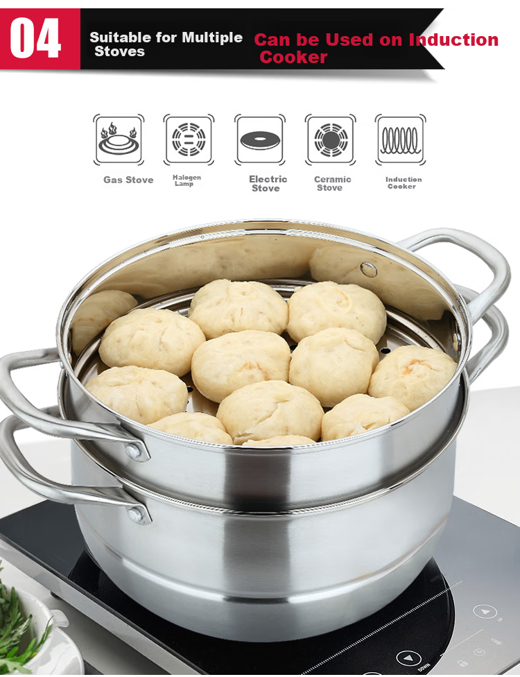 Maxcook Steamer Pot, Full 304 Stainless Steel, 36cm Two-Layer Steamer, Temperature-Sensing Bottom, Soup Pot, Compatible with Gas And Induction Stoves, MCZ729 9