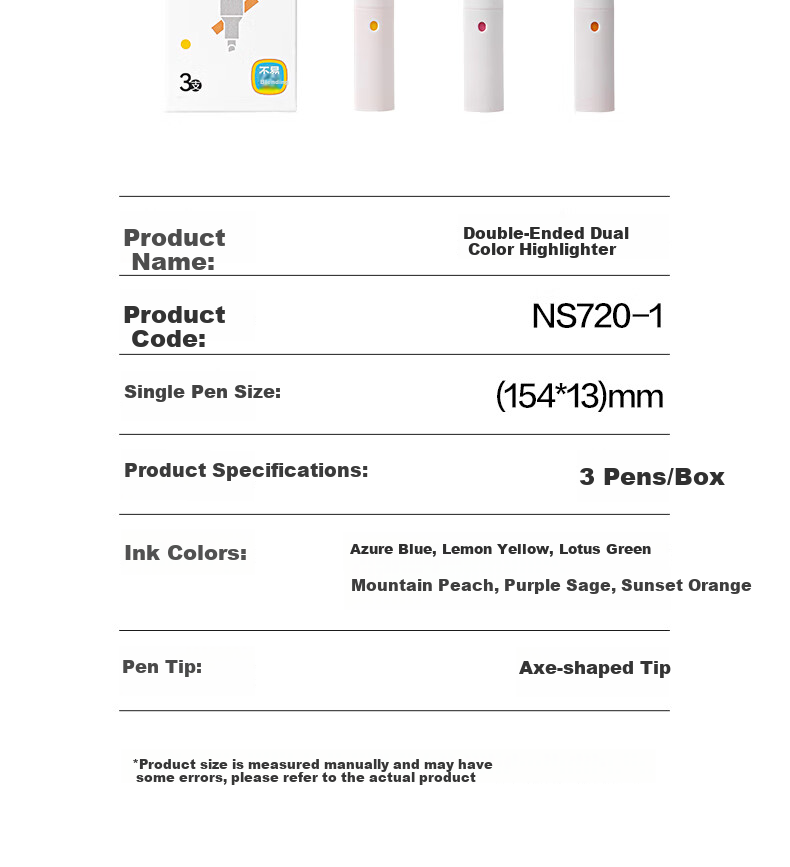 NUSIGN Dual-Tip Two-Color Bleed-Resistant Highlighters for Exam Review And Key Marking, 6 Colors, 3 Pens NS720-1 [Best-Selling Product], Deli's High-End Brand 14