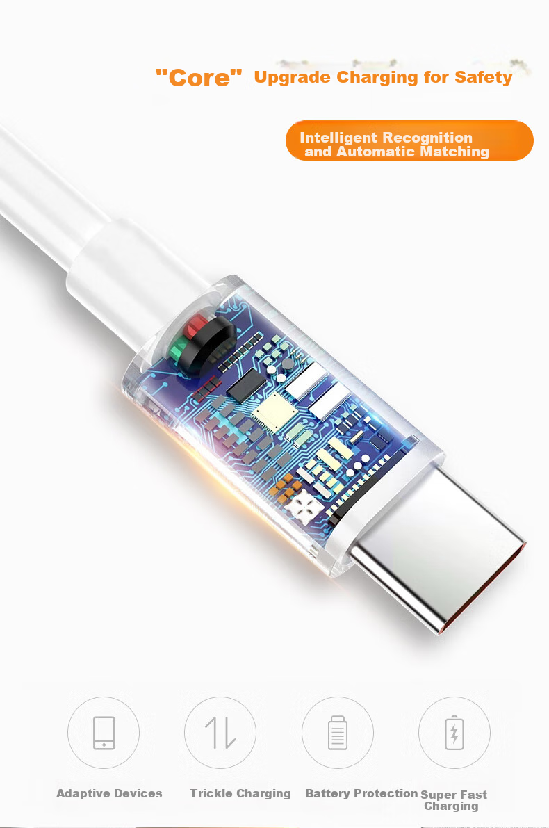 Zitai Type-C Data Cable, 6A Super Fast Charging 100W Phone Charger Cable, Suitable for Huawei Honor Mate70/60/50/40pro/P80 Xiaomi, 1.5 Meters, White 6
