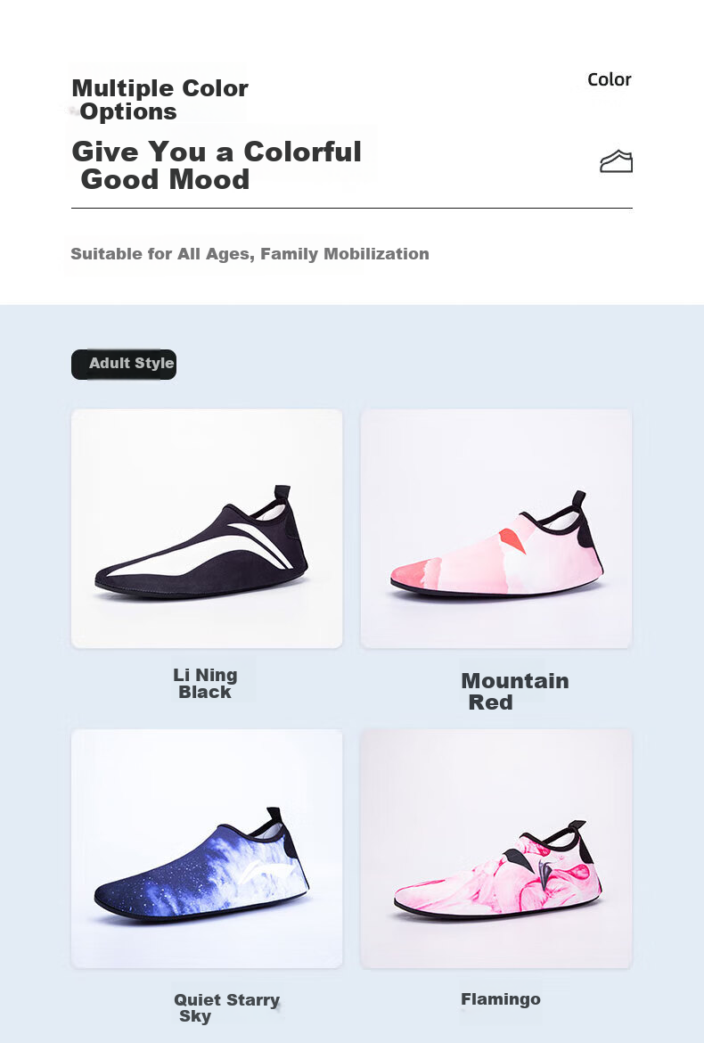 Li-Ning Beach Shoes for Men And Women, Swimming And Rafting Sandals, Non-Slip, Cut-Resistant, Skin-Friendly, Water Park, Beach Combing, Snorkeling, Breathable, Wear-Resistant 9