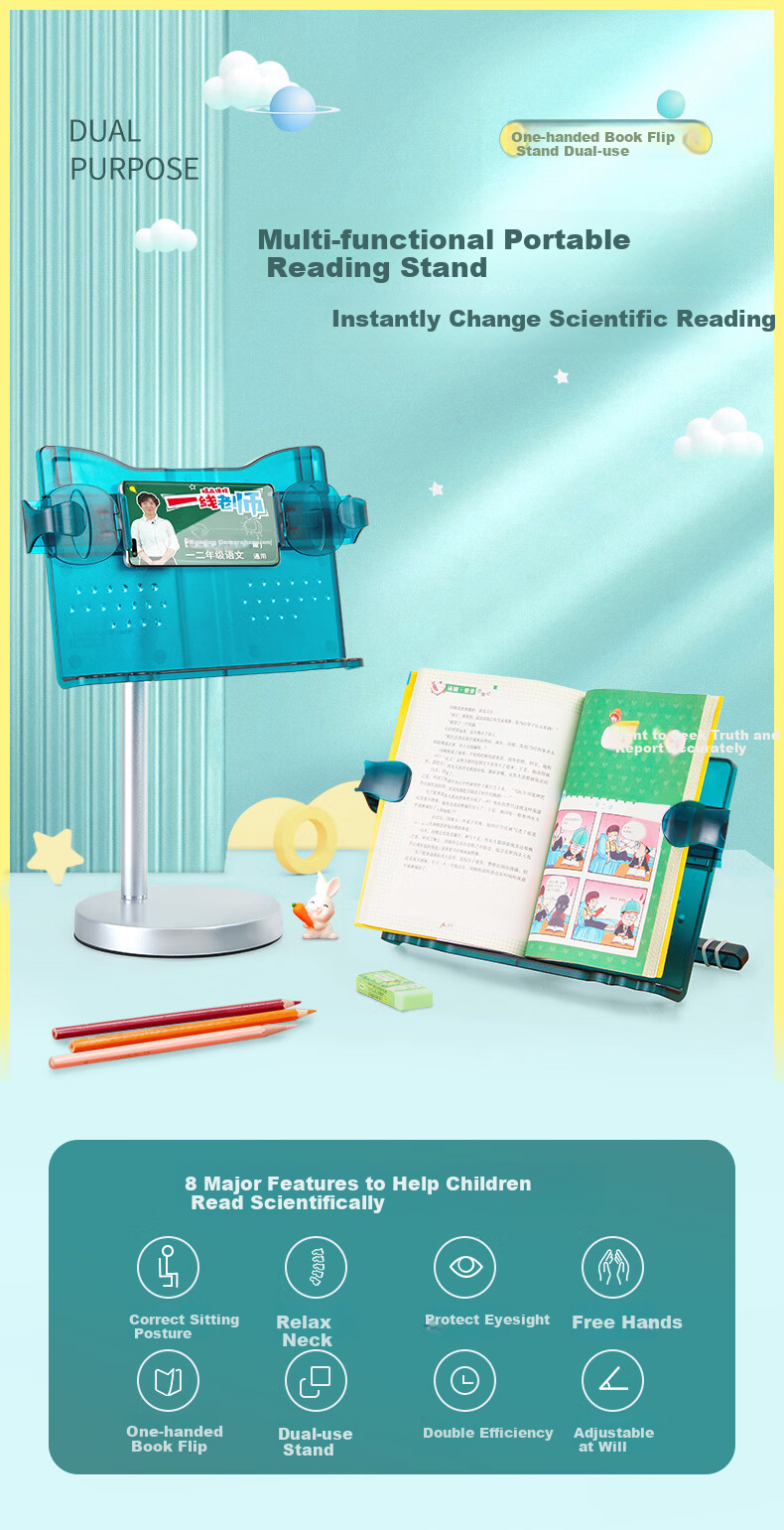 Maotaizi Aluminum Alloy Floor Reading Stand, Picture Book Holder, Multifunctional Reading Support for Students And Adults, Adjustable Height Bookstand, Office Desk And Computer Table Reading Aid, Writing And Reading Tablet 2