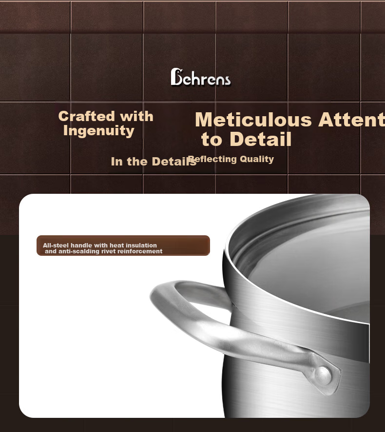 Beilunsi 304 Stainless Steel Soup Pot, Thickened Double-Handled, for Home Use on Gas Stove And Induction Cooker, for Stewing And Making High-Soup Pot with Steamer, 24CM 26