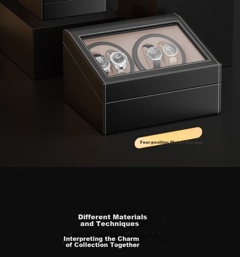 DUOJINJIANG Wristwatch Converter, Automatic Anti-Magnetic Watch Winder with Atmosphere Light, Can Store Watch (Battery + Plug-In) 2