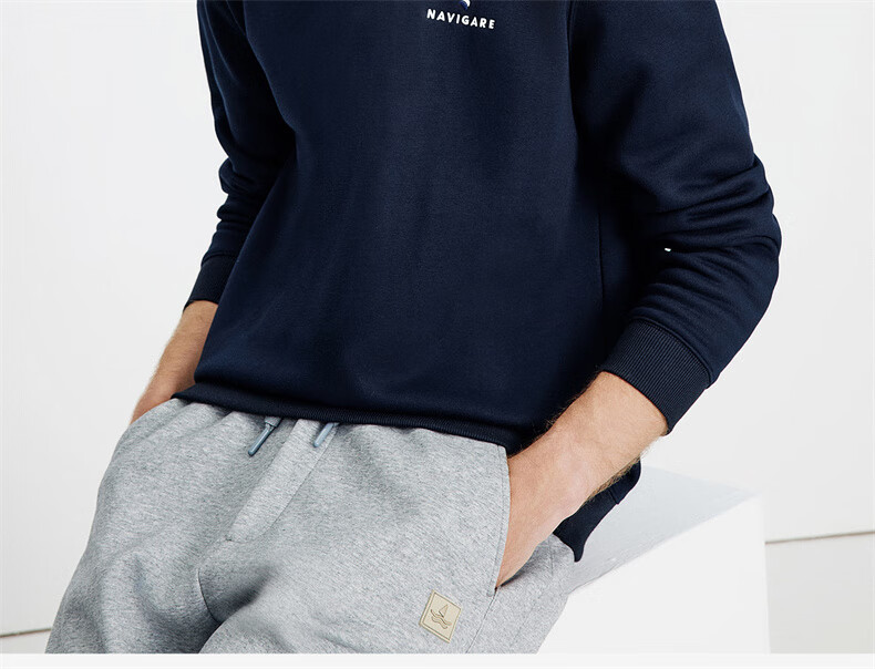 Navigare Small Sailboat Solid Basic Versatile Pullover Men's Fleece Lined Warm Sweatshirt 1135805301 1