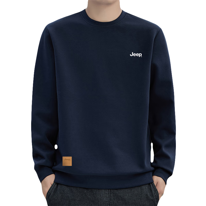 JEEP Men's Sweatshirt, Loose-Fitting Long Sleeve T-Shirt, Undershirt, Men's Clothing, Navy Blue, 3XL