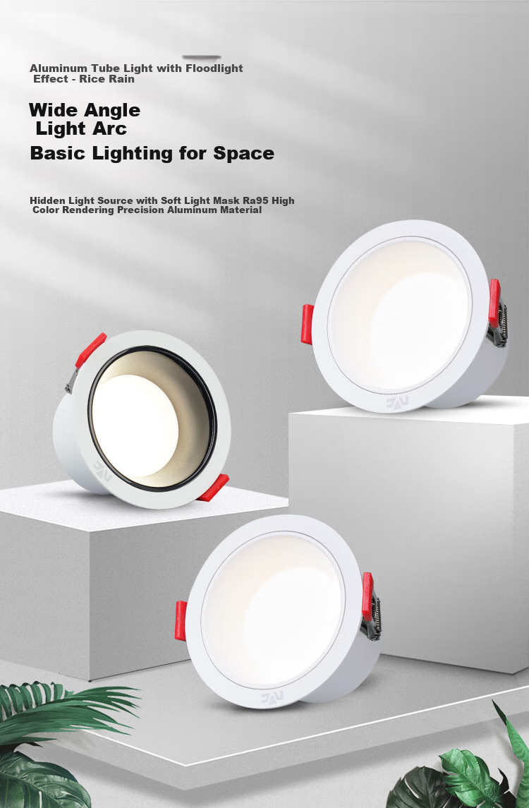 NVC LED Downlight for Living Room, Bedroom, Hallway, Recessed Ceiling Light, High CRI 7W Tri-Color [Miyu] Cut-Out 75mm 1