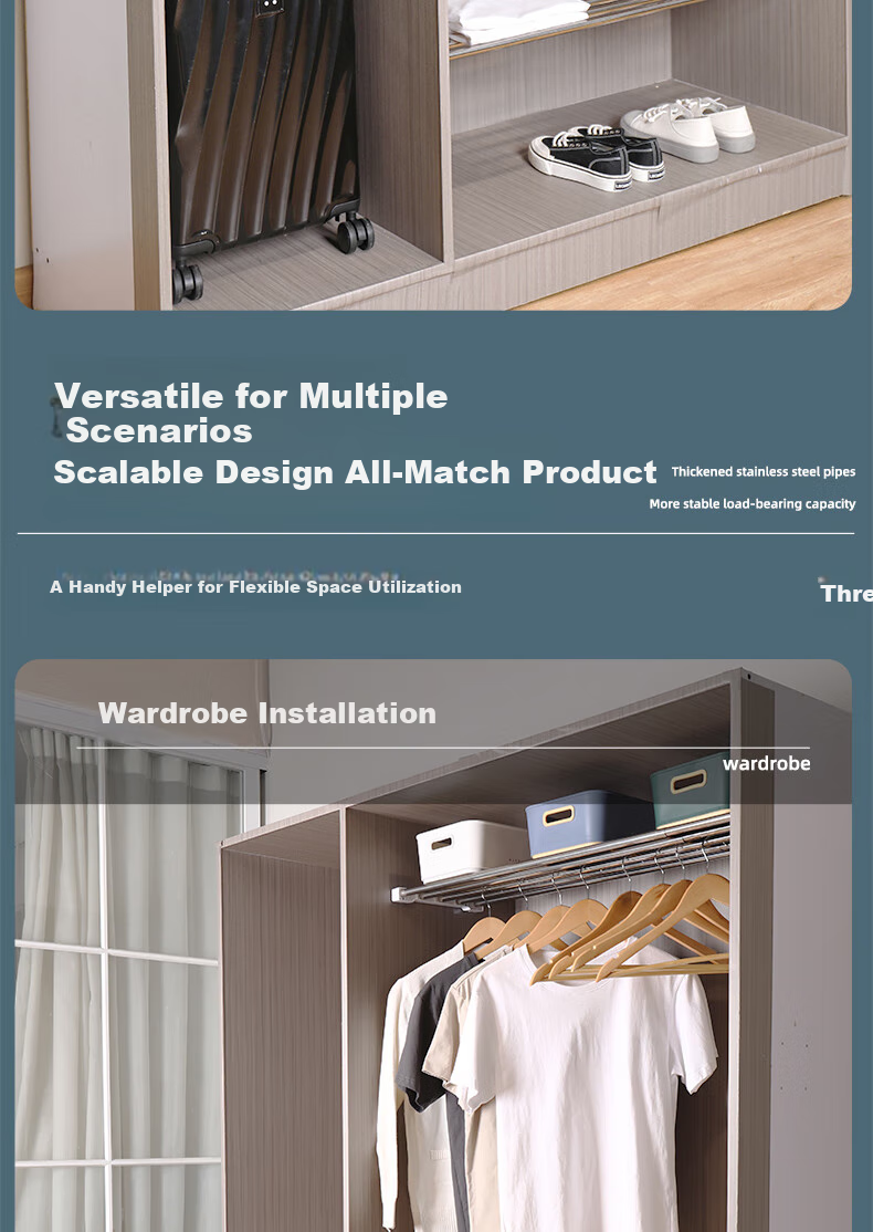 Baoyouni Wardrobe Storage Divider Shelf, Cabinet No-Nail Extendable Storage Rack, Divider Shelf, Dormitory Cabinet Shoe Cabinet Divider Rack 1