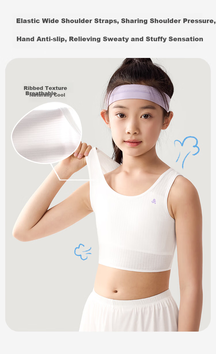 Jiusuiban 80S Modal Children's Underwear, Girls' Bra for Ages 8-10, Student School Uniform, Anti-Nipple Protrusion, Mid-Length Camisole 8