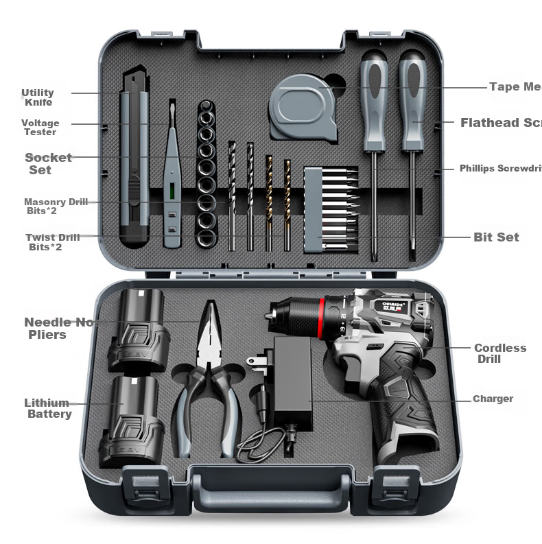 Oread 16.8V Brushless Cordless Drill Multi-Function Electric Screwdriver for Home Use 24