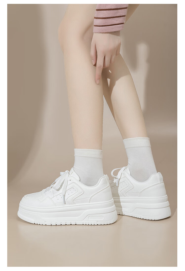RENBEN 6CM Height Increasing White Sneakers Thick Sole Platform Shoes 2026 Trendy Versatile Student High-Value Chunky Casual Sports Shoes 12