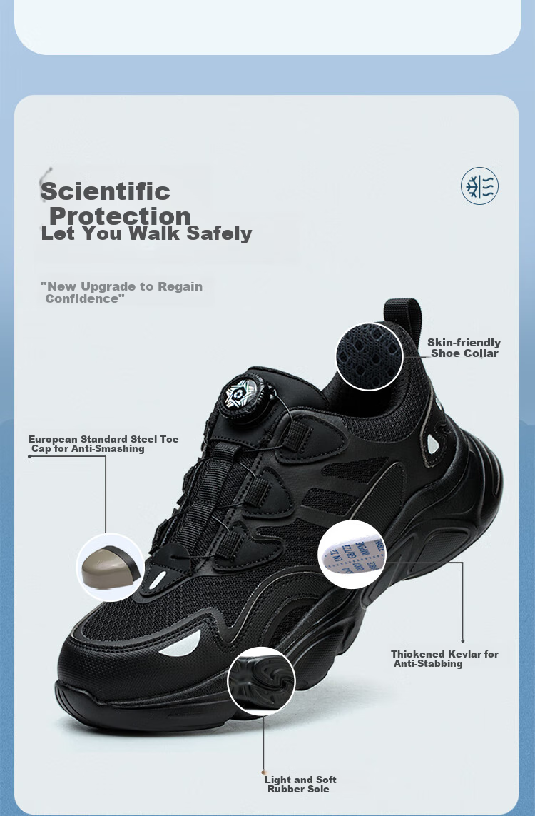 Dinggu Safety Shoes for Men, Lightweight Intelligent Buckle Anti-Smashing Anti-Puncture Steel Toe Work Shoes JD1168hei38 3