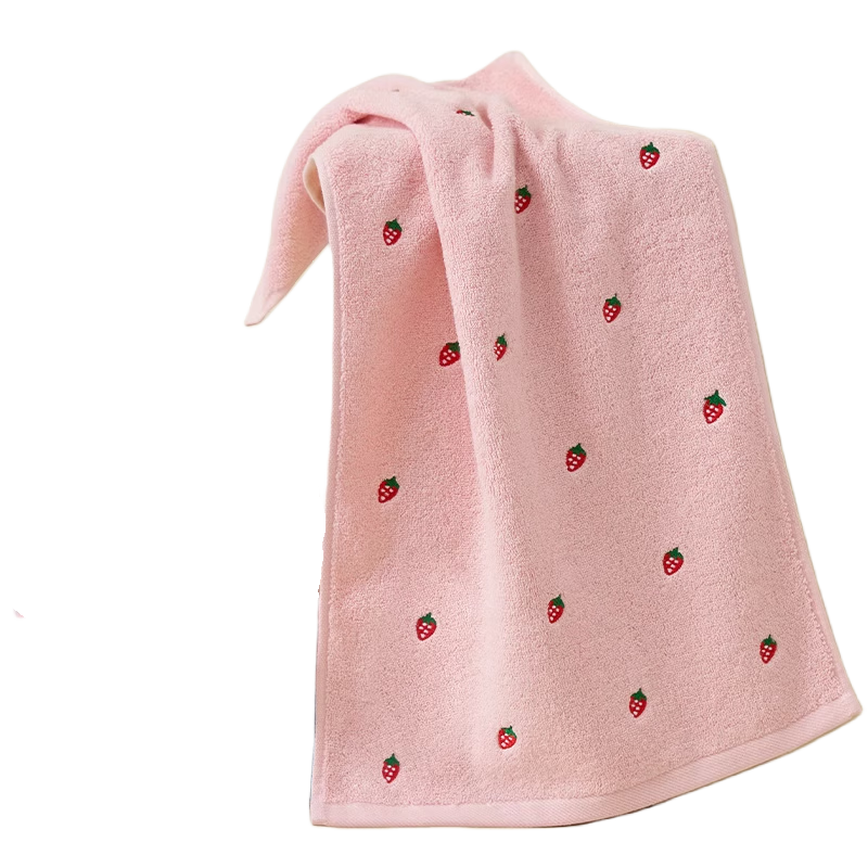 Fanyejia Towel, Pure Cotton Face Towel for Home Use, Embroidered Strawberry Pattern, Soft, Suitable for Students And Adults, Bath Towel, Lint-Free, Sports Towel