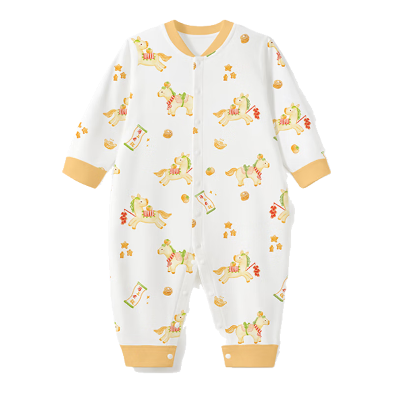 Aibedila Newborn Baby Romper Spring and Autumn Cotton Jumpsuit Unisex Baby Front-Opening Crawling Suit Early Autumn Onesie