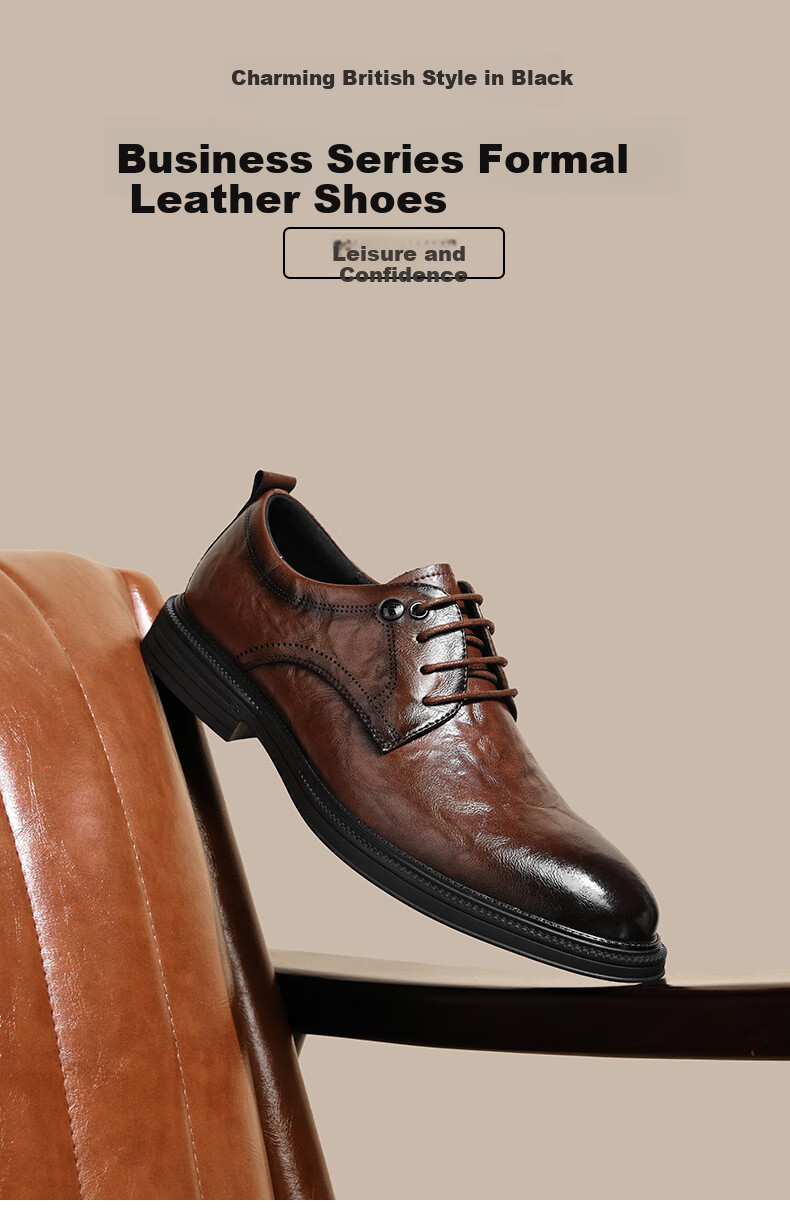 HLA Men's Leather Shoes, Trendy Business Formal Wear, Height-Increasing Derby Shoes HAAPXM4DAO286, Black Heightening, Size 38 1