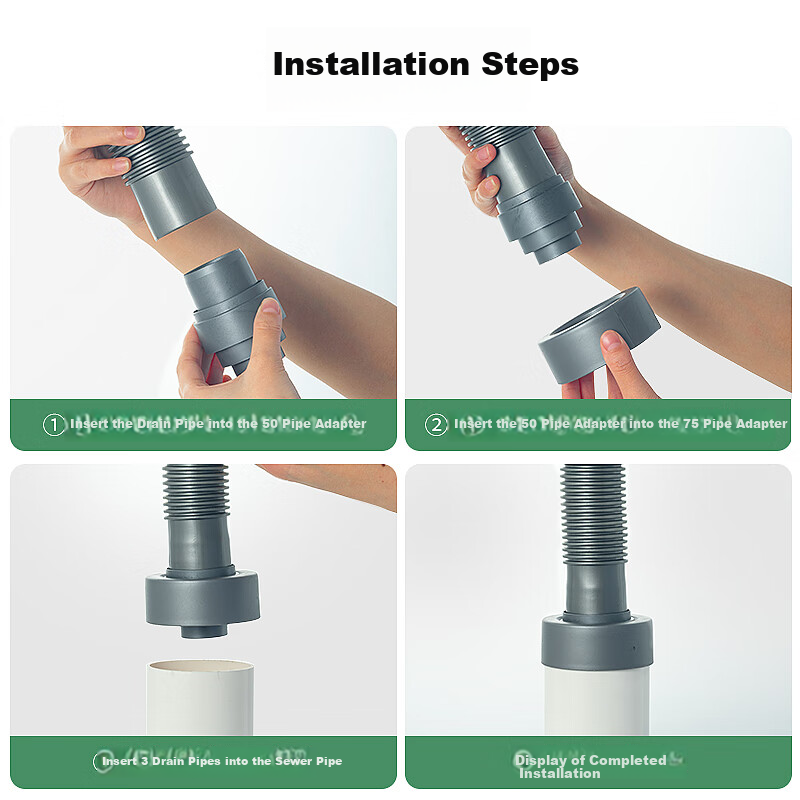 Haili Kitchen Sink Drain Pipe Set, Double Sink 110mm Drainage System, Dishwashing Basin Drainage Pipes, Water Seal, Odor Prevention S16 11