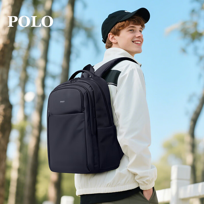 POLO Men's Short-haul Travel Backpack Men's Student School Bag 16/17.3 Inch Laptop Bag Business Travel Bag