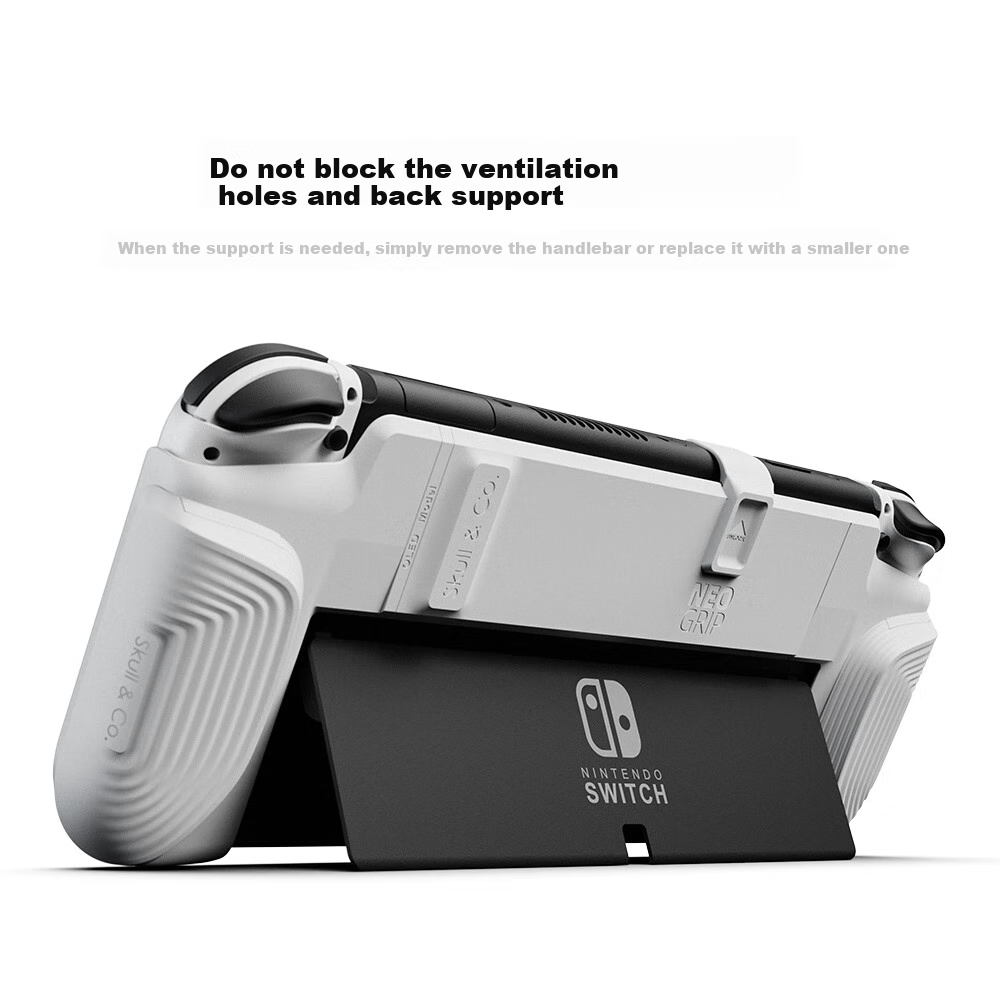 Skull & Co. Switch OLED Protective Case, Direct Plug-In Base without Blocking Stand, Compatible with NeoGrip Battery Life, White Single Item 2