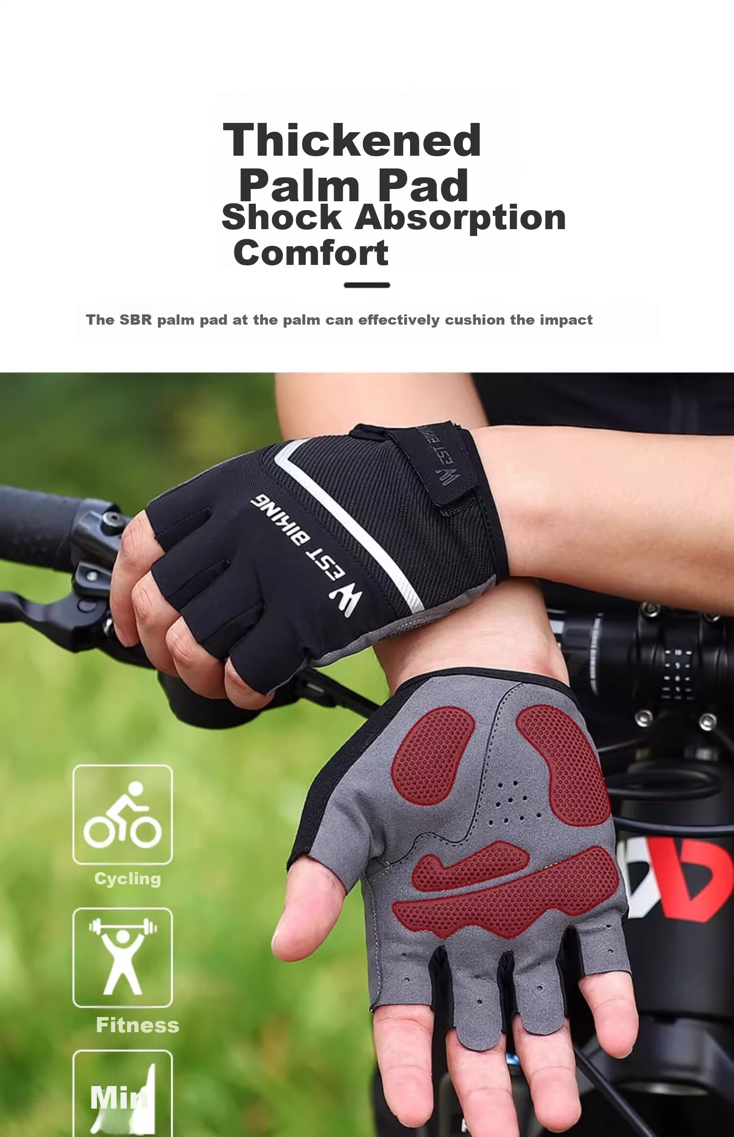 WestBiking Bicycle Fingerless Riding Gloves, Breathable Short Fingers for Summer And Autumn Seasons 8
