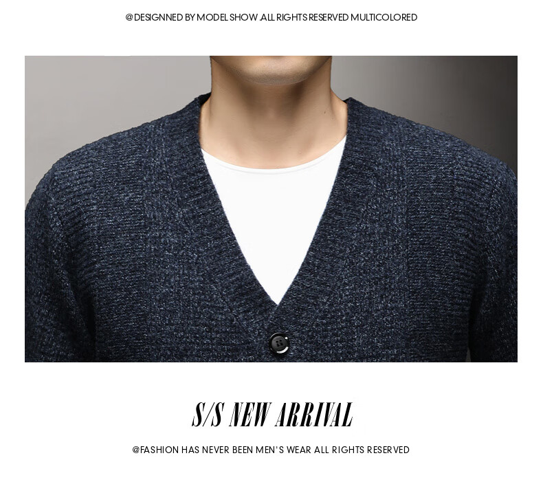 Hengyuanxiang Men's Wool Cardigan Thickened 100% Pure Wool Winter New V-Neck Warm Sweater Men's Versatile Knit Jacket 20