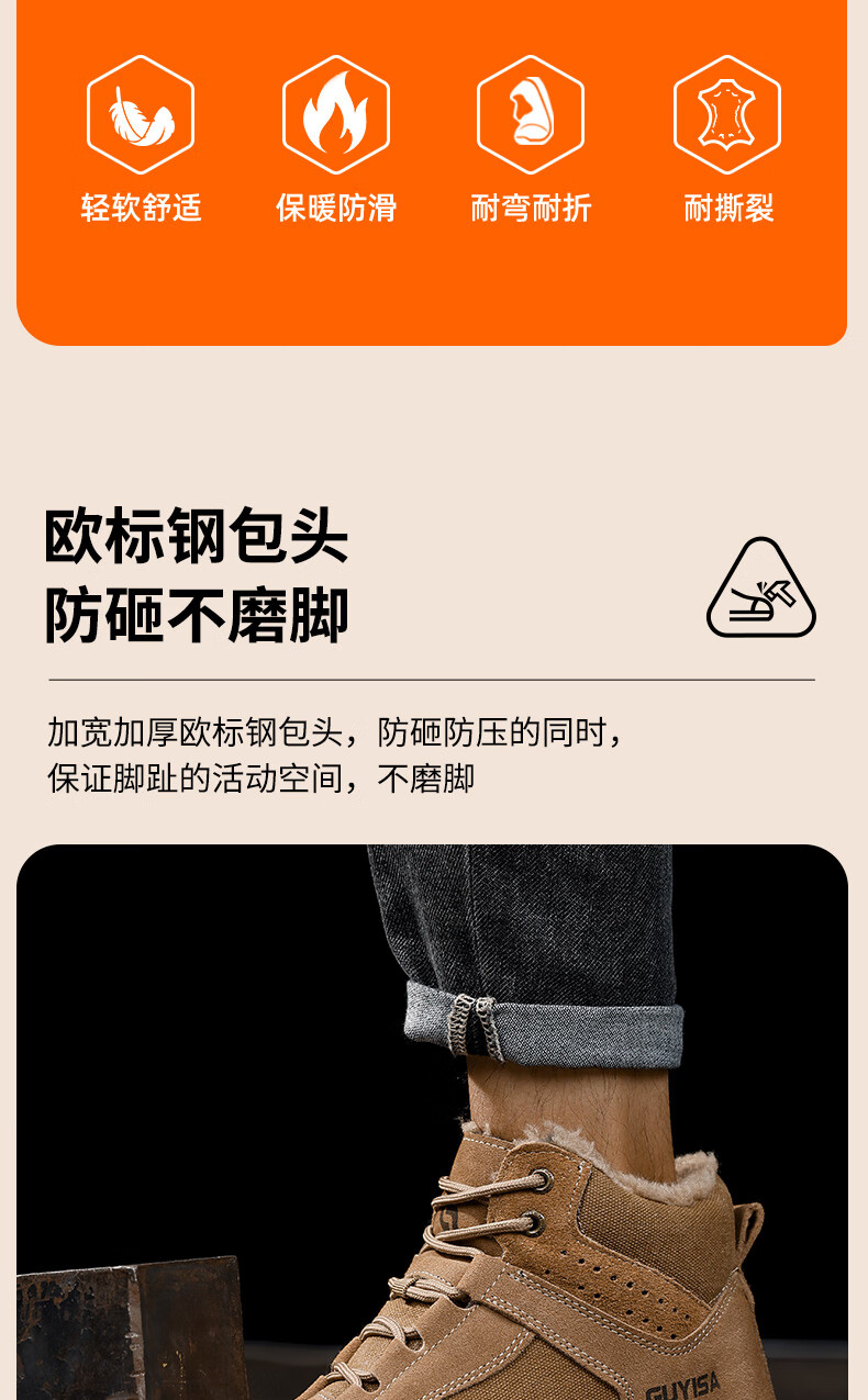 JUNBU Men's Steel Toe Safety Shoes Anti-Smash Anti-Puncture Lightweight Comfortable Durable Work Site Safety Shoes 3115L Size 45 6
